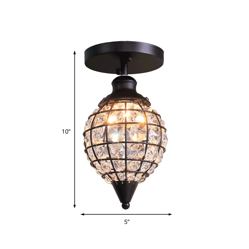 5 "/6.5" W Mini Disco Ball Plafond Licht Rustiek ijzerframe 1 Licht Semi -spoellamp met kristalafgraden