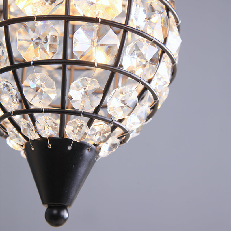 5 "/6.5" W Mini Disco Ball Plafond Licht Rustiek ijzerframe 1 Licht Semi -spoellamp met kristalafgraden