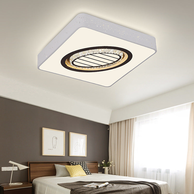 Simple Square Flush Mount Acrylic LED Bedroom Ceiling Mounted Fixture with Crystal Oval/Square/Flower Pattern