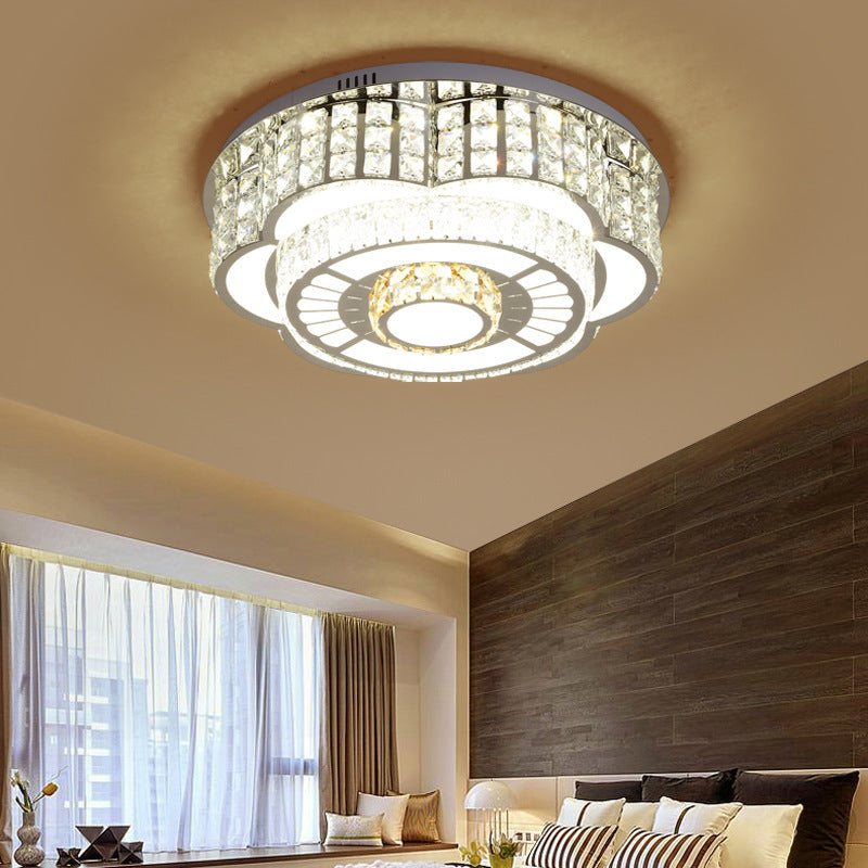 23.5"/31.5" W Floral Living Room Ceiling Flush Mount Crystal LED Modernist Flush Mount Lamp in Chrome