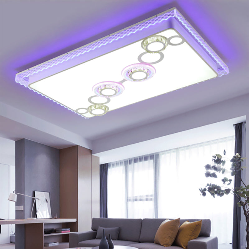 Nordic Square/Rectangle Ceiling Light Fixture Iron LED Living Room Flushmount Light with Crystal Bubbles