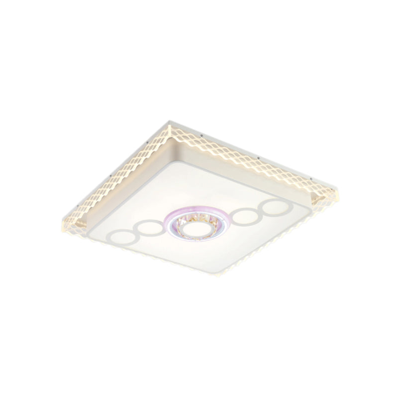 Nordic Square/Rectangle Ceiling Light Fixture Iron LED Living Room Flushmount Light with Crystal Bubbles