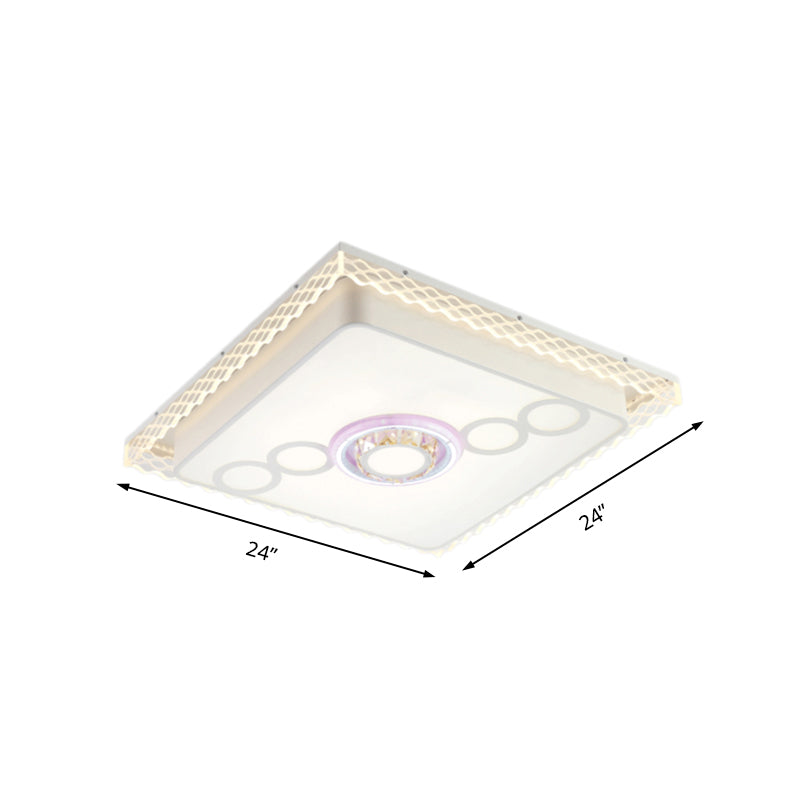 Nordic Quadrat/Rechteck Deckenleuchte Eisen LED Wohnzimmer Flushmount Licht mit Kristallblasen