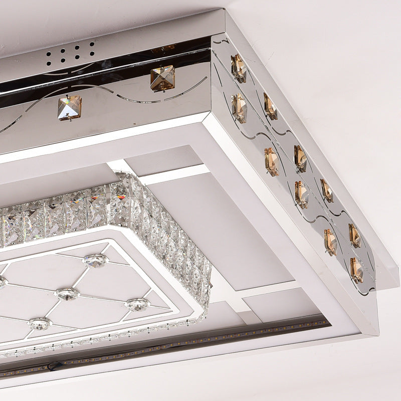 Chrom Rechteck Deckenleuchte Modernist LED Kristall Flush Licht mit Rechteck/Runde Muster