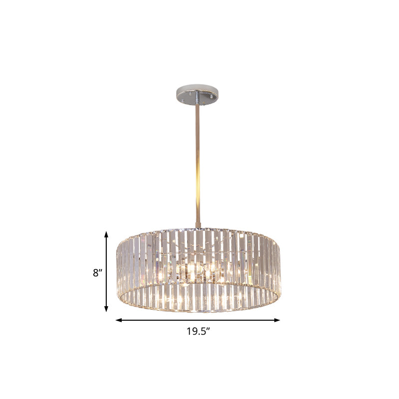 Crystal Shaded Round Pendant Light Fixture 19.5"/23.5" Wide Simplicity 5/6 Lights Chrome Chandelier Lamp