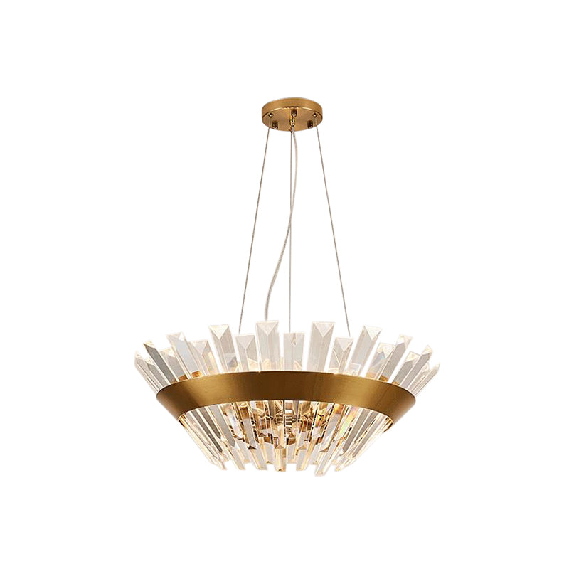 7"/14" H Crystal Tapered Icicle Chandelier Light Fixture Transitional 9-Light Gold Hanging Pendant Light