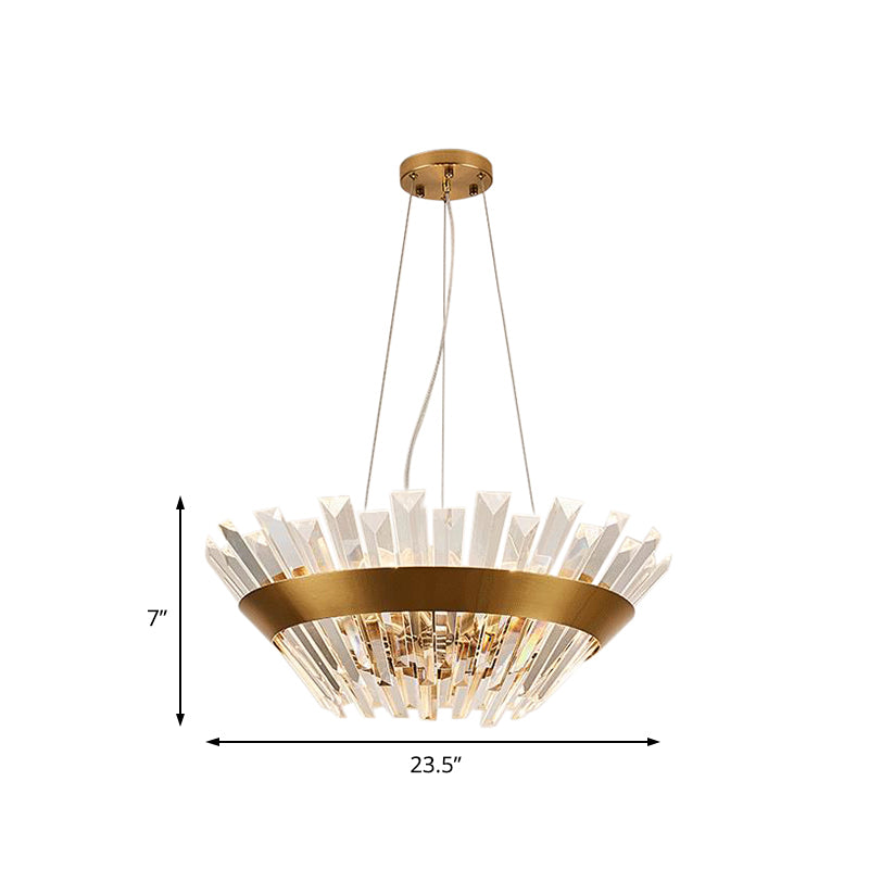 7"/14" H Crystal Tapered Icicle Chandelier Light Fixture Transitional 9-Light Gold Hanging Pendant Light