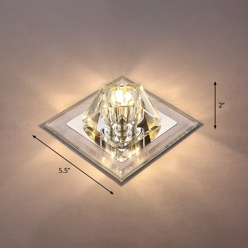 Contemporary Gemstone Flush Ceiling Light Crystal Corridor LED Flush Mount Lighting Fixture