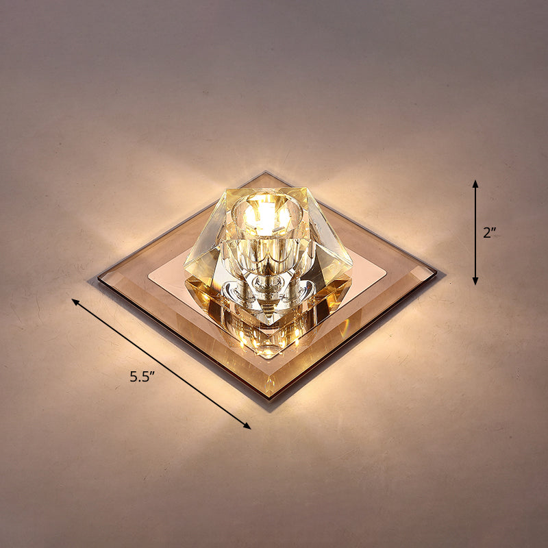 Contemporary Gemstone Flush Ceiling Light Crystal Corridor LED Flush Mount Lighting Fixture