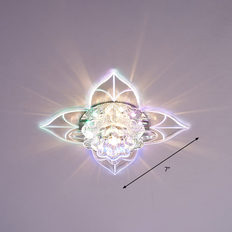 Blossom Crystal Flush Deckenleuchte, moderne, klare LED-Unterputzbeleuchtung für den Flur