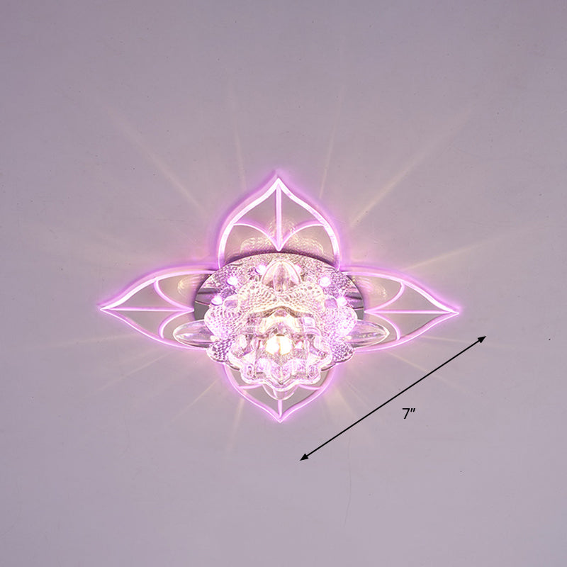 Blossom Crystal Flush Ceiling Light Contemporary Clear LED Flush Mount Lighting for Corridor