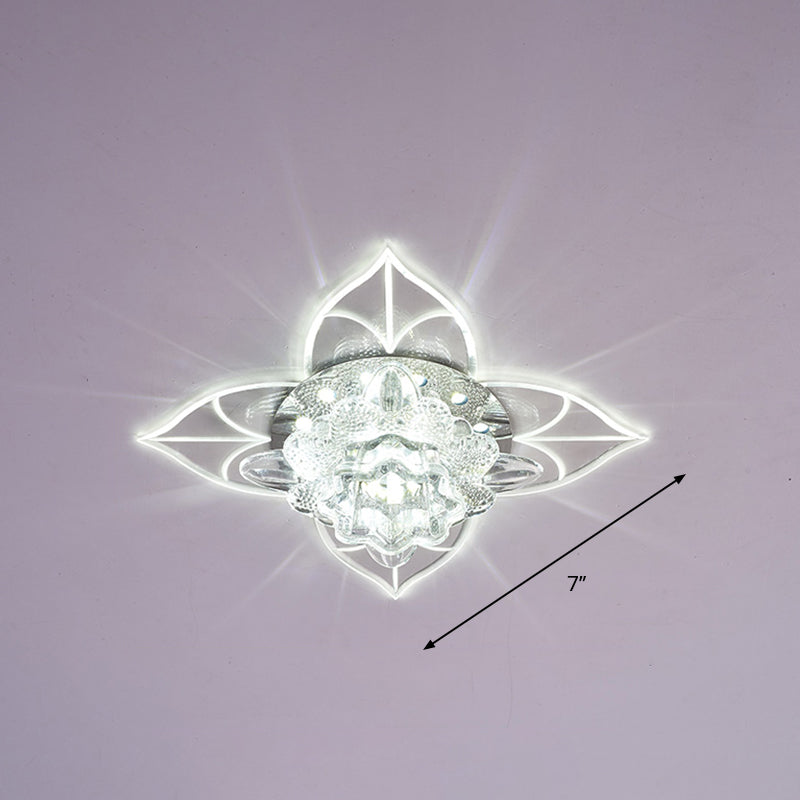 Blossom Crystal Flush Ceiling Light Contemporary Clear LED Flush Mount Lighting for Corridor