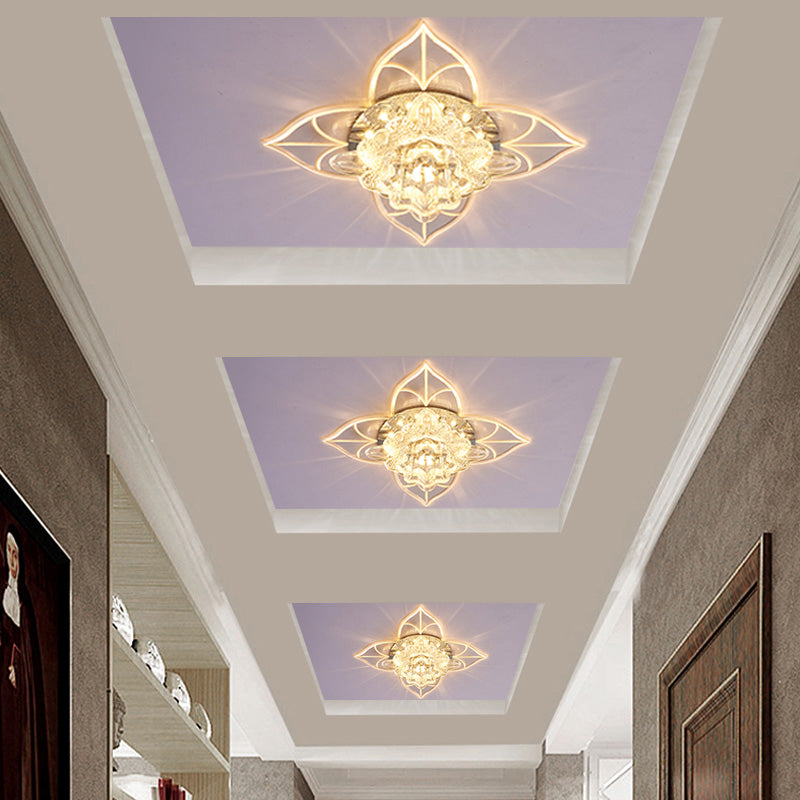 Blossom Crystal Flush Ceiling Light Contemporary Clear LED Flush Mount Lighting for Corridor