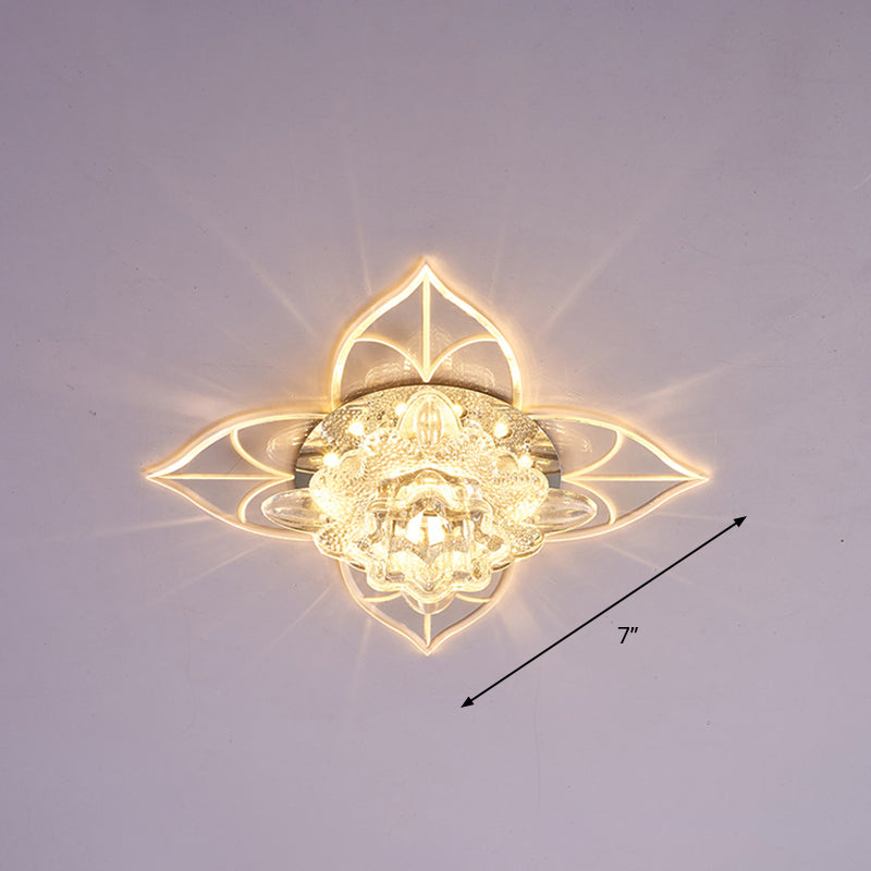 Blossom Crystal Flush Ceiling Light Contemporary Clear LED Flush Mount Lighting for Corridor