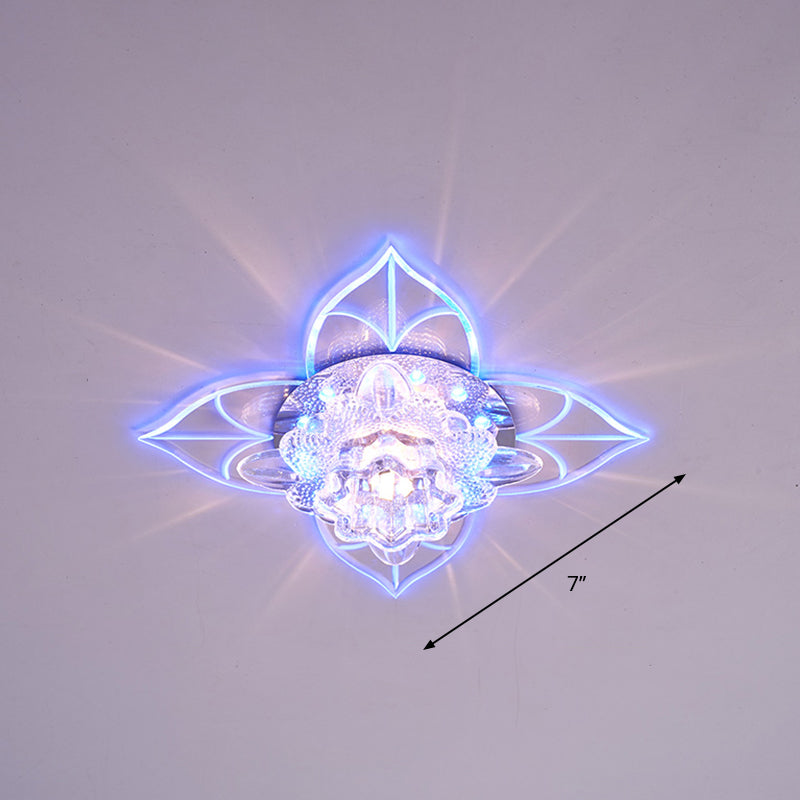 Blossom Crystal Flush Ceiling Light Contemporary Clear LED Flush Mount Lighting for Corridor