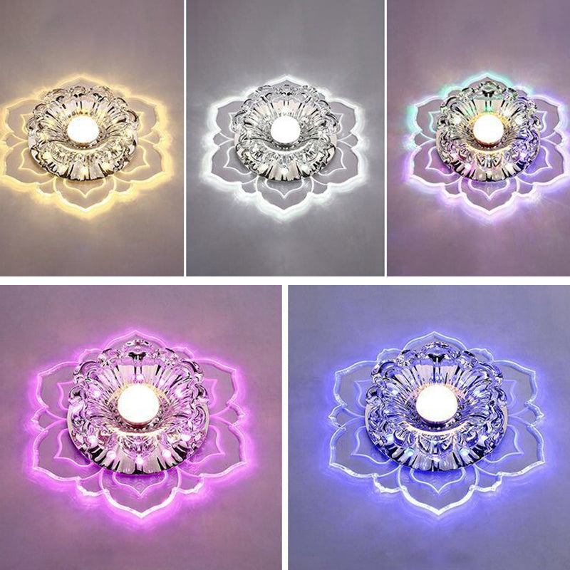 Blossom Shade Crystal Flush Licht Moderne Art Klare LED Flush Deckenleuchte für Foyer