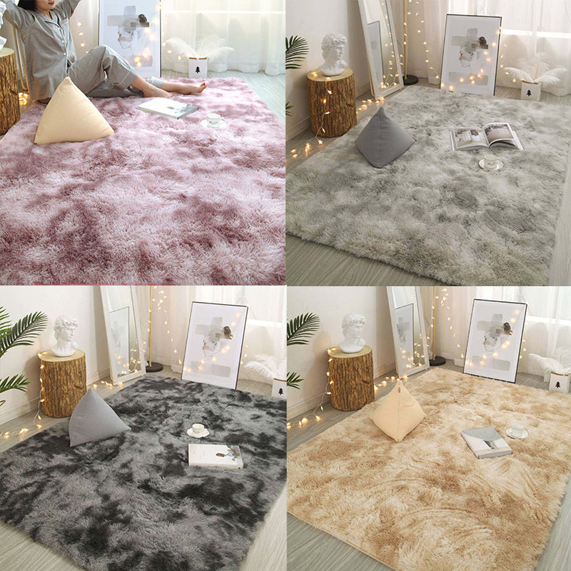 Multi Color Girls Room Rug Modern Tie Dye Rug Polyester Anti-Slip Machine Washable Stain Resistant Rug