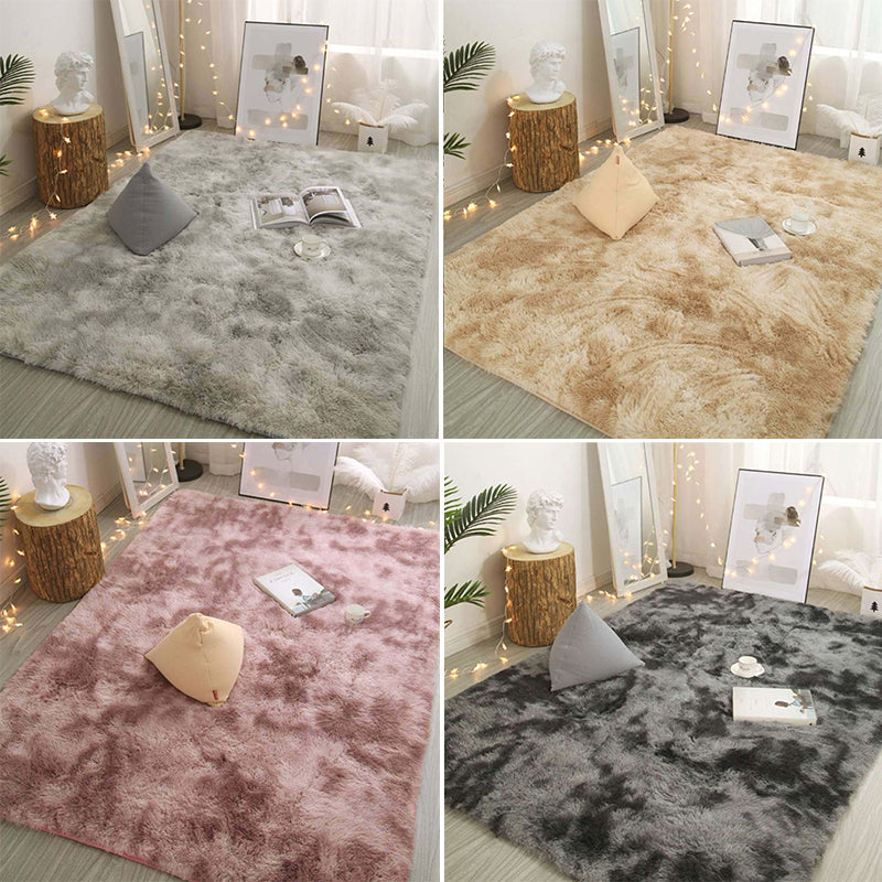 Multi Color Girls Room Rug Modern Tie Dye Rug Polyester Anti-Slip Machine Washable Stain Resistant Rug