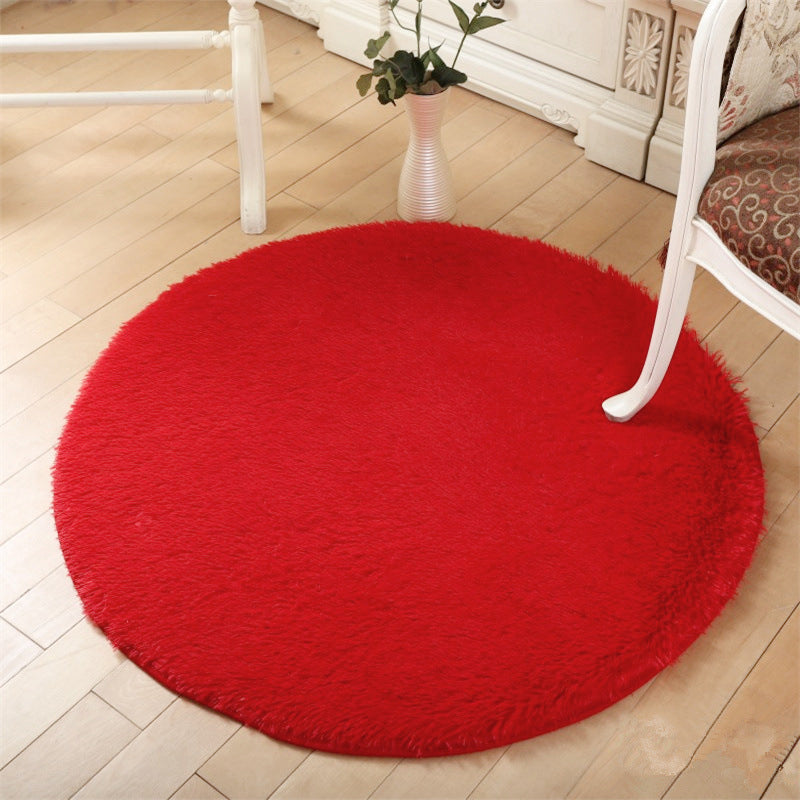 Minimalist Solid Color Rug Multi-Color Faux Wool Carpet Anti-Slip Stain Resistant Washable Rug for Bedroom