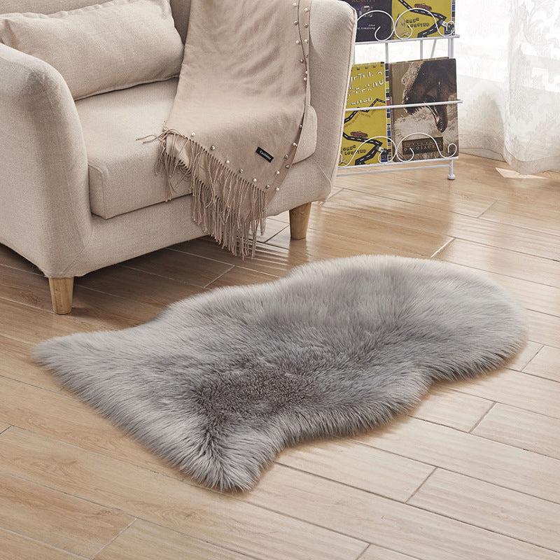 Fluffy Plain Rug Multi-Color Simplicity Rug Artificial Wool Pet-Friendly Easy Care Rug for Decor