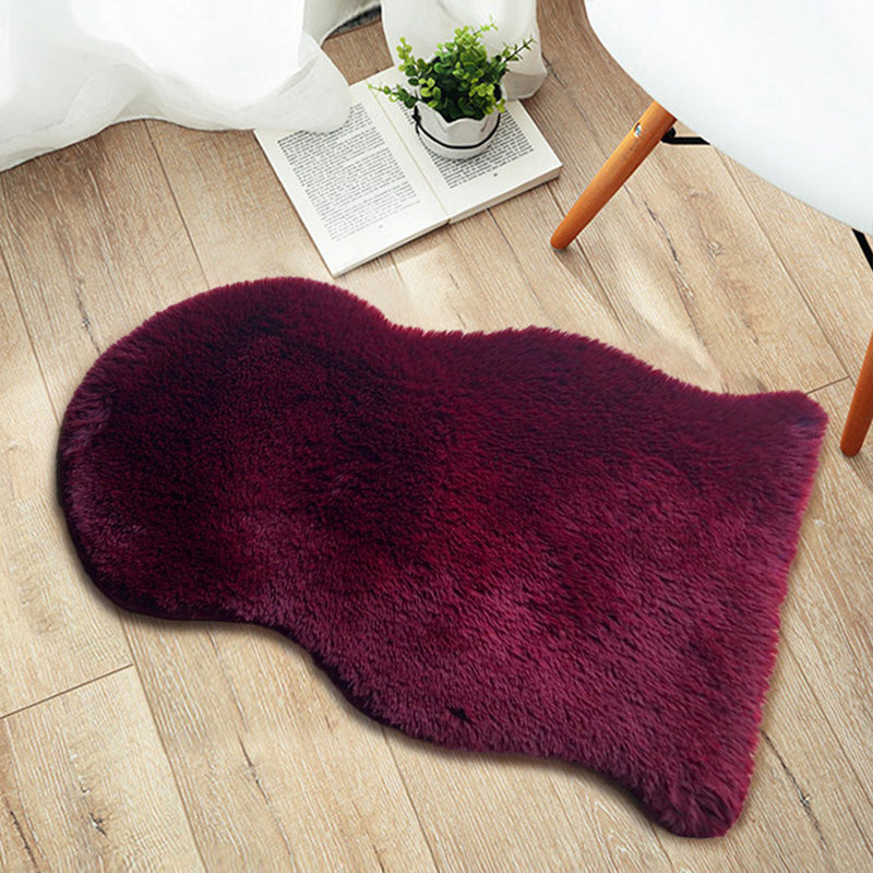 Irregular-Shape Plain Rug Multi Colored Nordic Rug Plush Pet-Friendly Anti-Slip Backing Washable Rug for Room