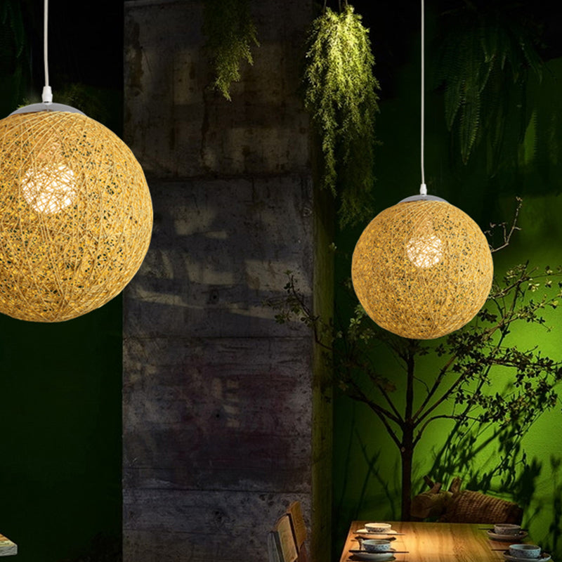 Lumière de suspension globe Simplicité Bamboo 1-Light TEA ROOM PRENDANT LIGHT DIMPRE EN BOIS