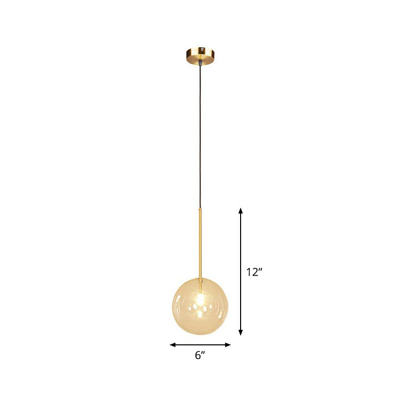 Lampassismo a sospensione del globo di vetro soffiato a mano 1 cilindro a soffitto con finitura in oro chiaro