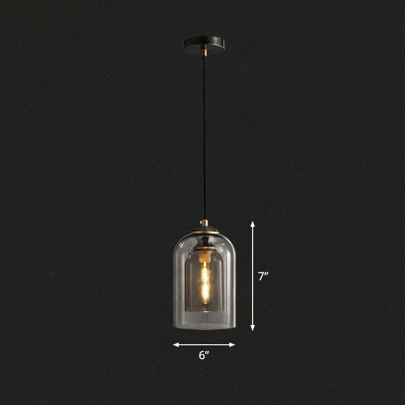 1 lamp slaapkamer hangende lamp postmodern plafondlicht met dubbele cloche glazen schaduw