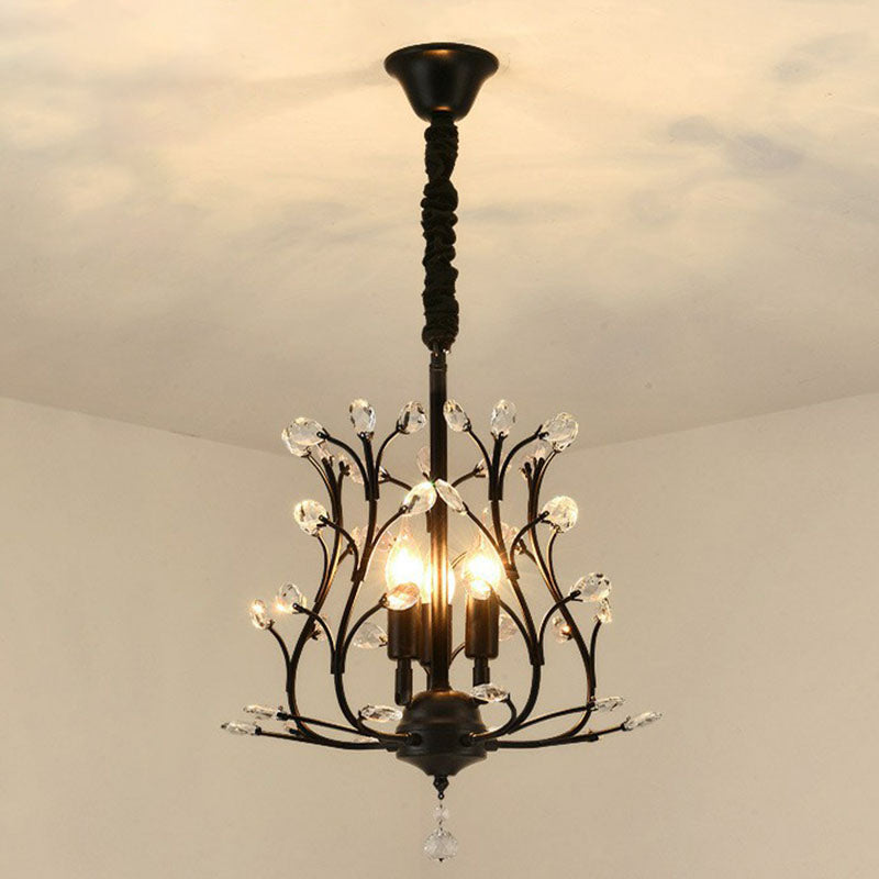 Crystal Strands Ceiling Light Fixture Contemporary Semi Flush Mount Chandelier for Terrace