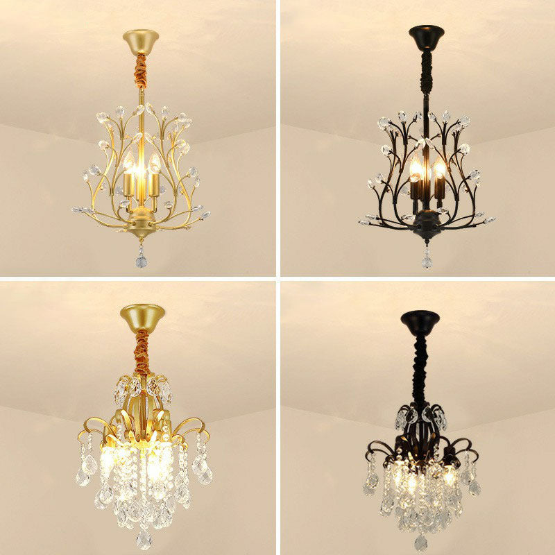 Crystal Strands Ceiling Light Fixture Contemporary Semi Flush Mount Chandelier for Terrace