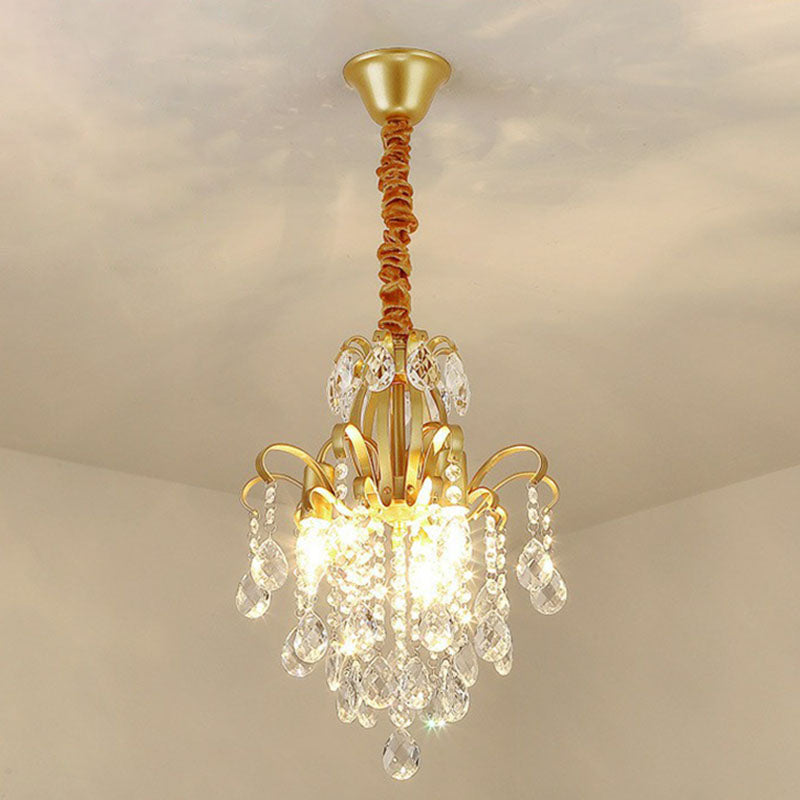 Crystal Strands Ceiling Light Fixture Contemporary Semi Flush Mount Chandelier for Terrace