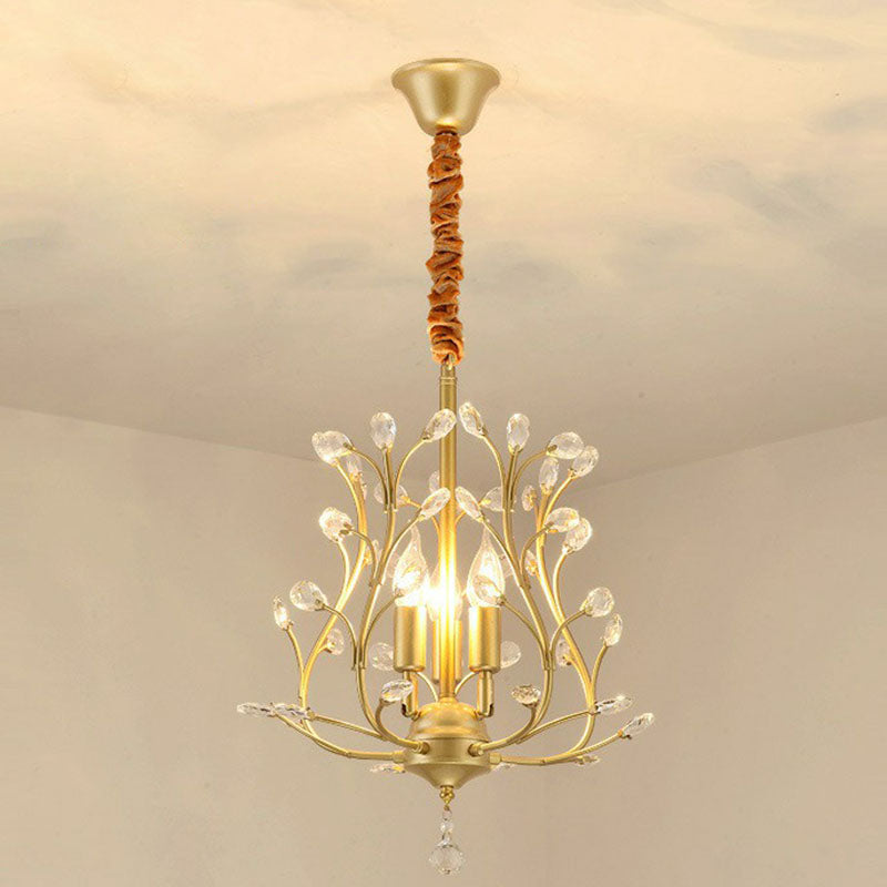 Crystal Strands Ceiling Light Fixture Contemporary Semi Flush Mount Chandelier for Terrace