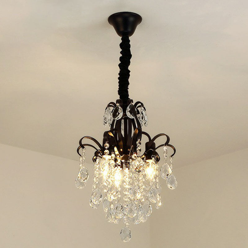 Crystal Strands Ceiling Light Fixture Contemporary Semi Flush Mount Chandelier for Terrace