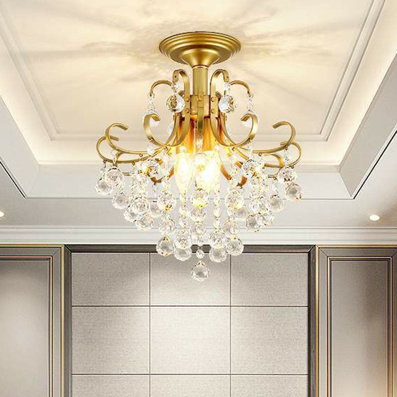 Plafond tourbillon classique éclairage en métal simple mi-monte en métal avec boule de cristal