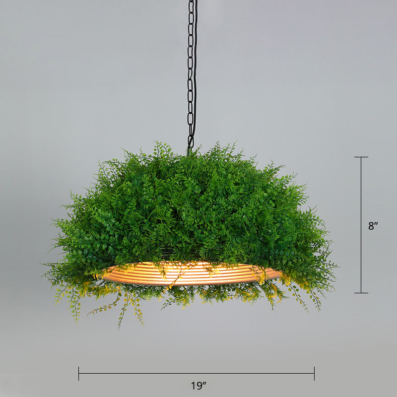 Industrial Framed Ceiling Light Metallic Hanging Pendant Light with Plant Decor for Restaurant