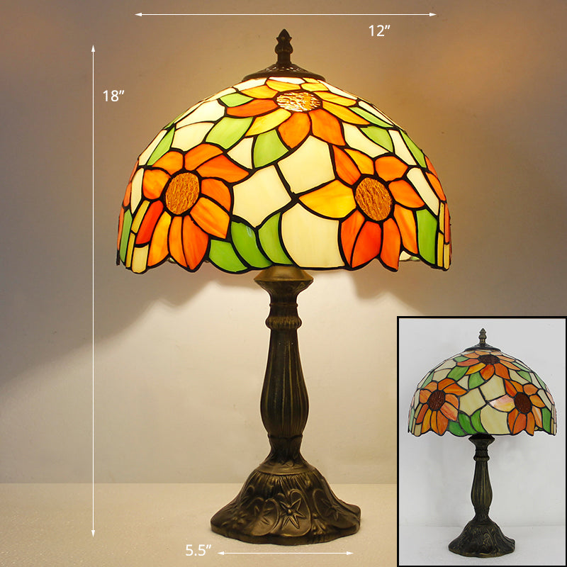 Tiffany Bowl Nightstand Lamp Single-Bulb Stained Glass Table Light Ideas for Restaurant