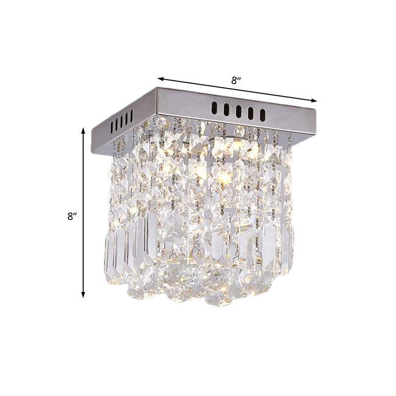 8 "/16" W Chrome Kubisch/Cuboid Flush Mount Moderne Kristall-Schlafzimmer LED Flush Deckenleuchte Lichtarmatur