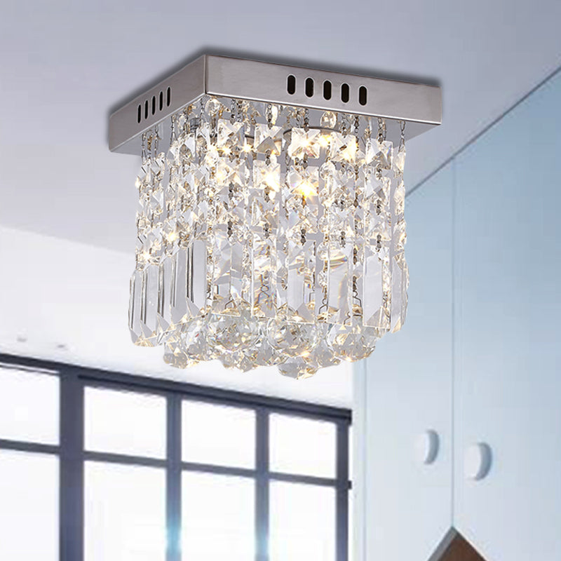 8"/16" W Chrome Cubic/Cuboid Flush Mount Modern Crystal Bedroom LED Flush Ceiling Light Fixture