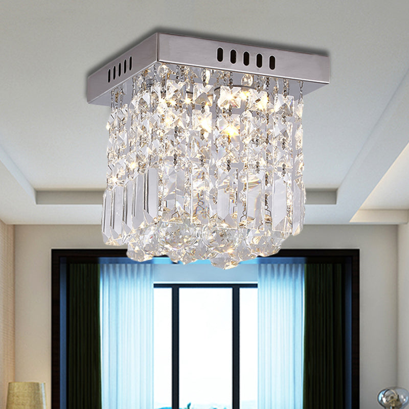 8 "/16" W Chrome Cubic / Cuboid Flush Mount Modern Crystal Bedroom LED Flush Ceiling Light Fixture