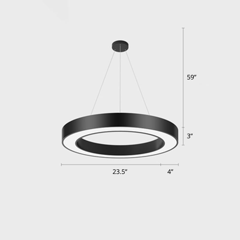 Metal Loop Shaped LED Chandelier Lamp Simplicity Black Finish Pendant Light for Gym