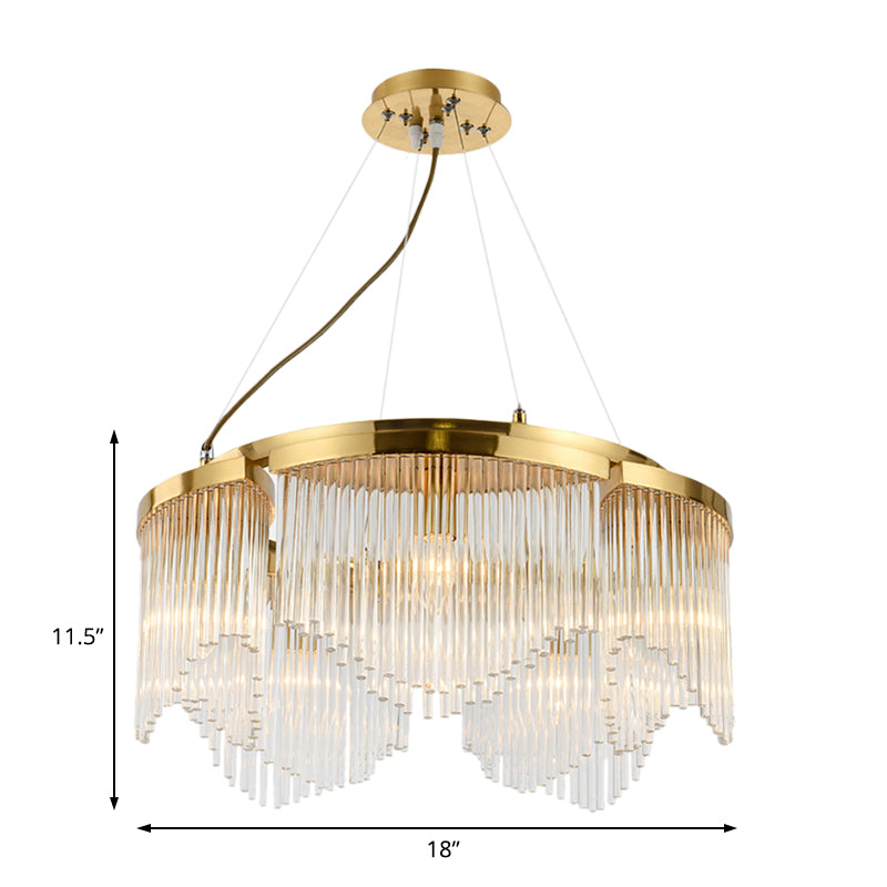 Curtain Living Room Chandelier Light Clear Crystal Glass 5 Heads Contemporary Ceiling Pendant