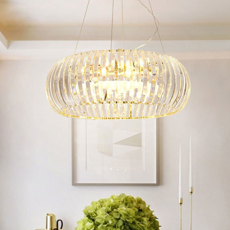 Minimal Globe Hanging Chandelier Crystal 6 Lights Living Room Pendant Light Fixture in Gold