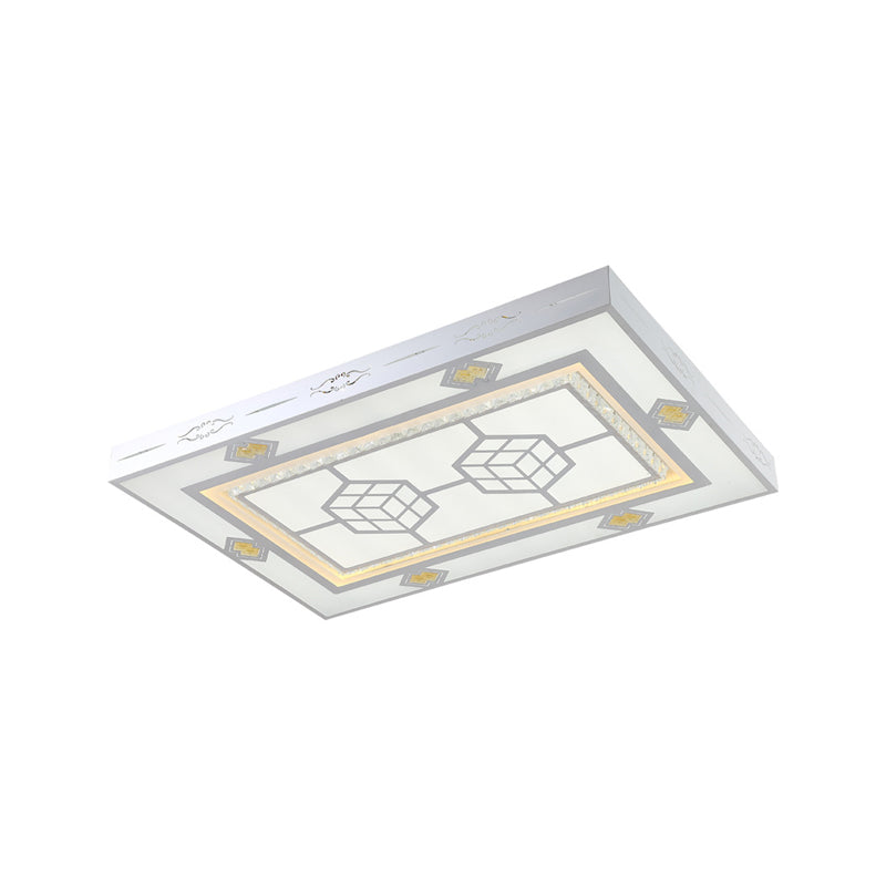 Lampada da incasso mentale rettangolare moderna a soffitto a LED per soggiorno con accento di cristallo, luce calda