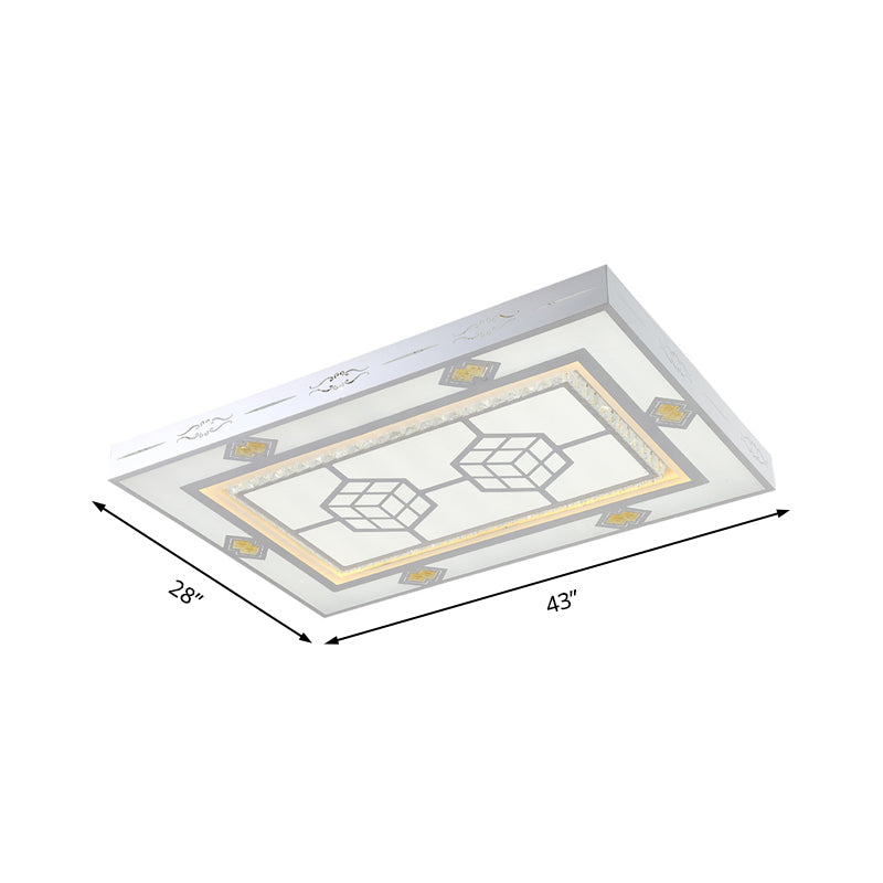 Modernisme LED-plafondgemonteerd licht Rechthoekige mentale inbouwlamp voor woonkamer met kristallen accent, warm licht