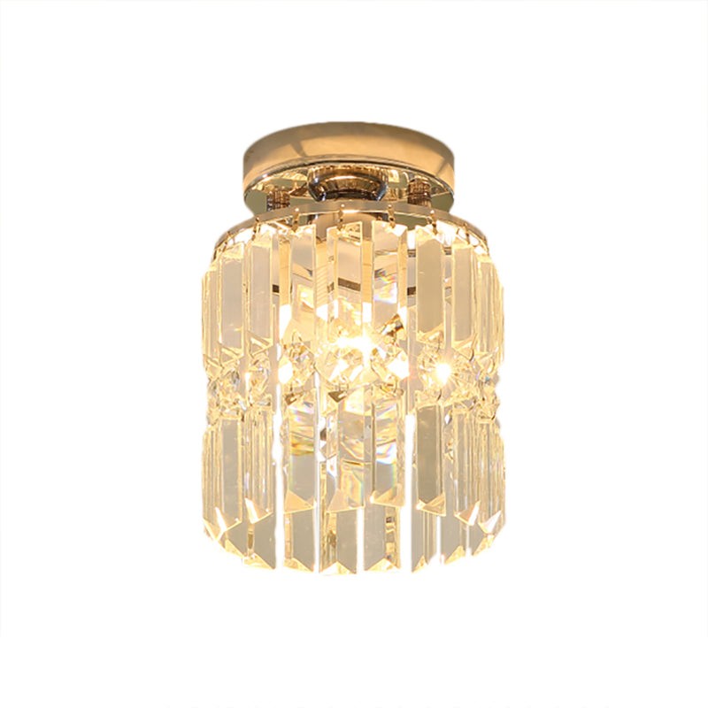 Minimale cilindrische kleine plafondlamp Crystal 1-lichts gangplafondinbouw in chroom