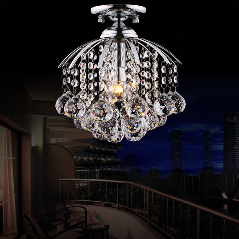 Cascade Porch Flush Mount Modernist Crystal 1 Light Chrome Deckenleuchte