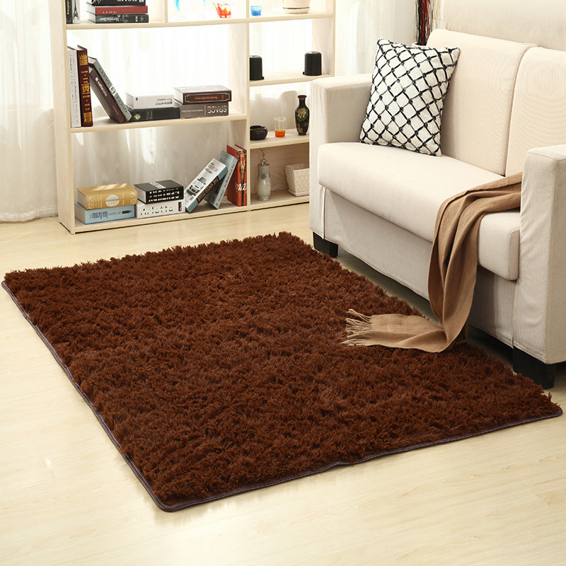 Relaxing Multicolor Minimalist Rug Faux Wool Solid Color Rug Anti-Slip Backing Washable Rug for Home