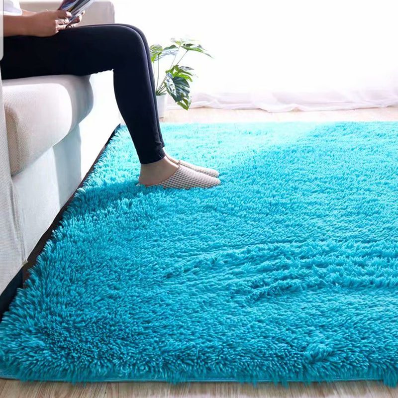 Fluffy Plain Rug Multi Colored Casual Rug Synthetics Washable Pet Friendly Anti-Slip Rug for Living Room