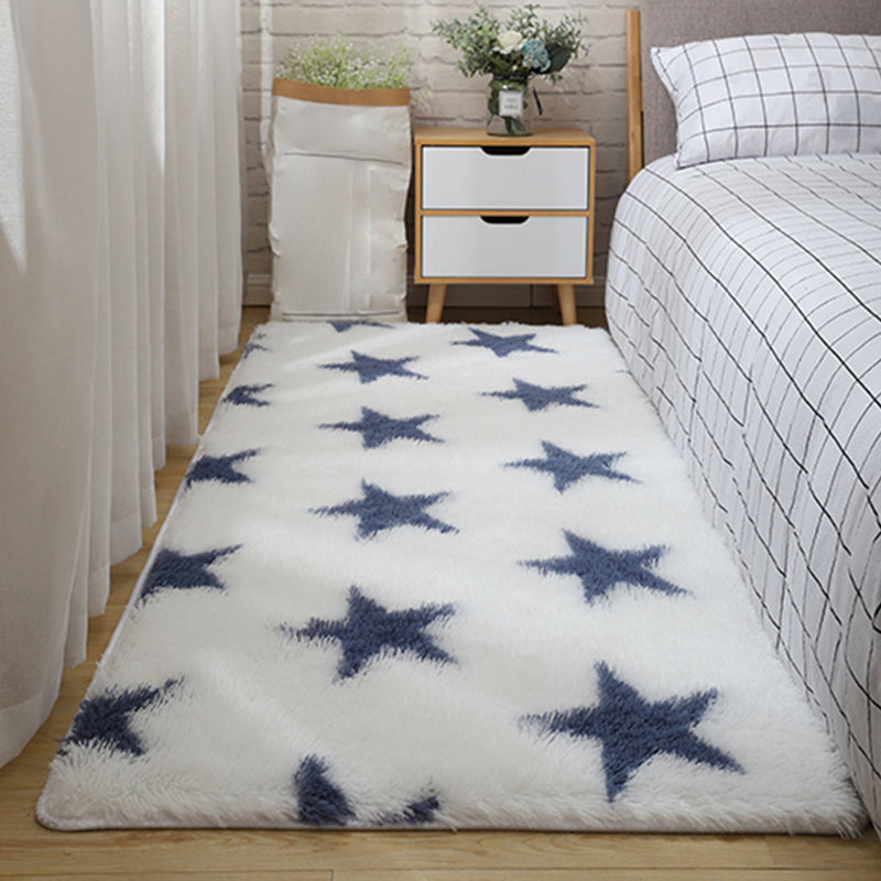 Modern Graphic Printed Rug Multi-Color Fluffy Rug Non-Slip Backing Stain Resistant Washable Rug for Bedroom