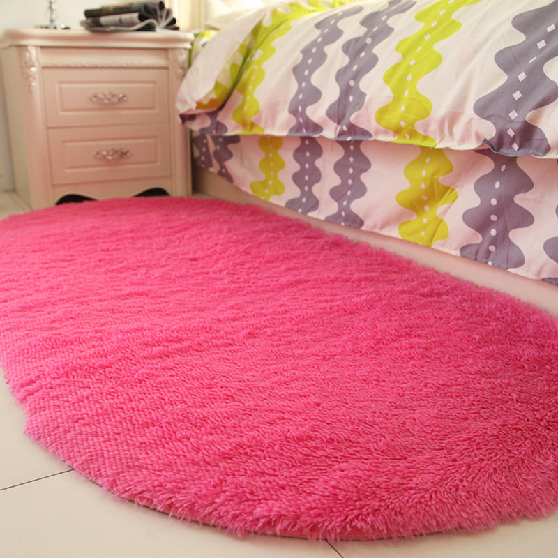 Minimalist Bedroom Rug Multi Colored Plain Rug Shaggy Stain Resistant Machine Washable Non-Slip Rug